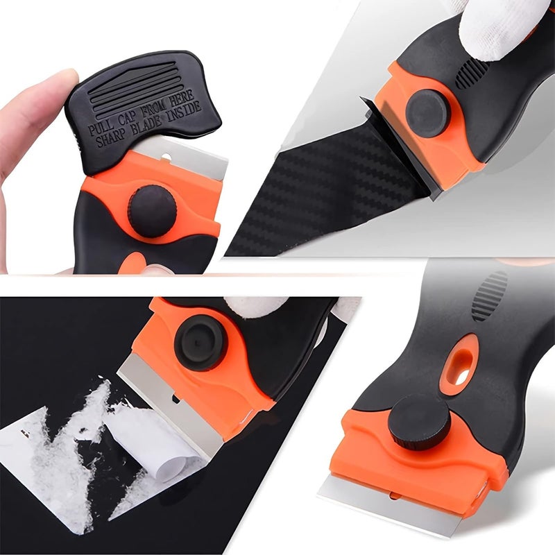 Viadom Razor Blade Scraper, 2-in-1 Double Edged Razorblade Scraper Tool with 20Pcs Razor Blades, Multi-Purpose Paint Cleaning Razor Scraper for Glass, Decals, Stickers, Labels, Caulk, Adhesive, Paint Removal - Image 2